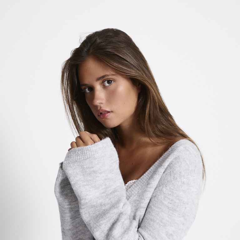 Wrap knit cardigan" Willow" Grey Melange